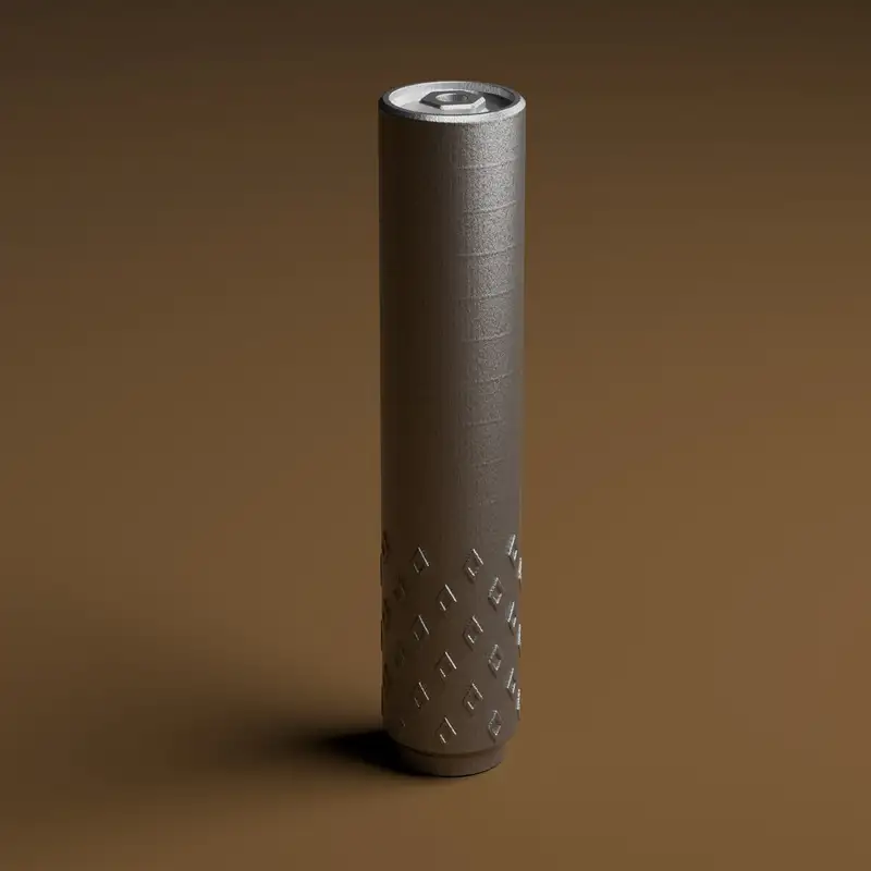 Rendered metal suppressor with a diamond-patterned lower body