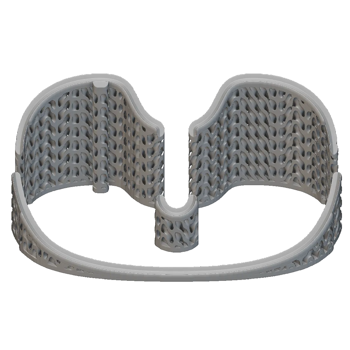 Animated support structure generated beneath a 3D printed titanium tray